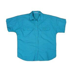 VINTAGE WOMEN'S ANDREW HARVEY GREEN BUTTON-UP TOP - SIZE 10